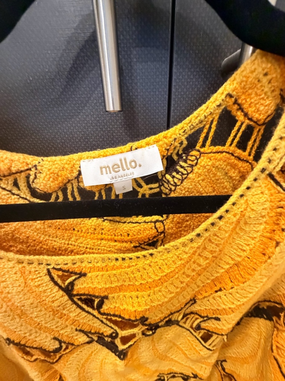 Mello Yellow Crochet Banana-Print Sweater Tunic - Picture 2 of 3
